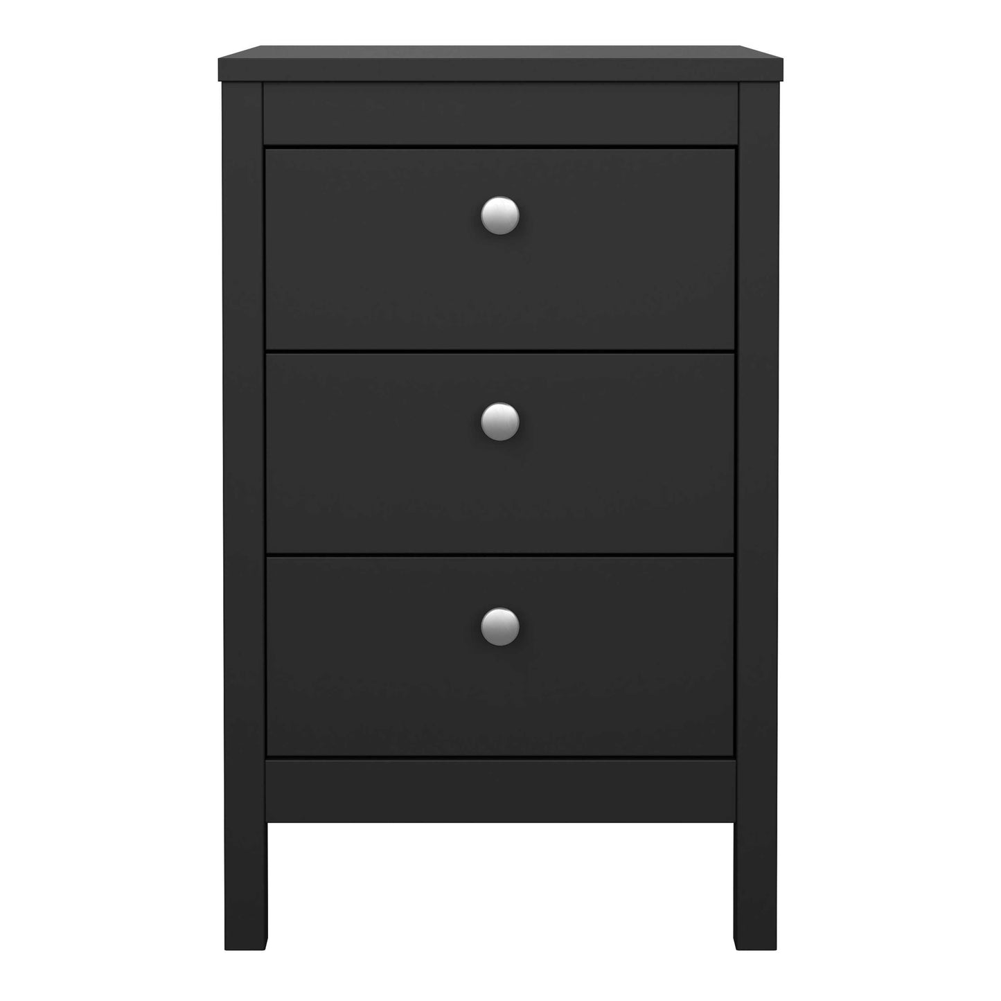Gossmere Matt Black Bedside Table 3 Drawers