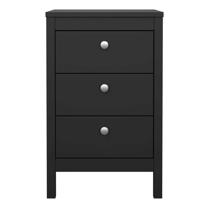 Gossmere Matt Black Bedside Table 3 Drawers