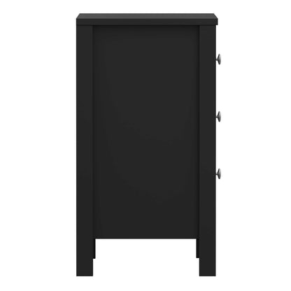 Gossmere Matt Black Bedside Table 3 Drawers