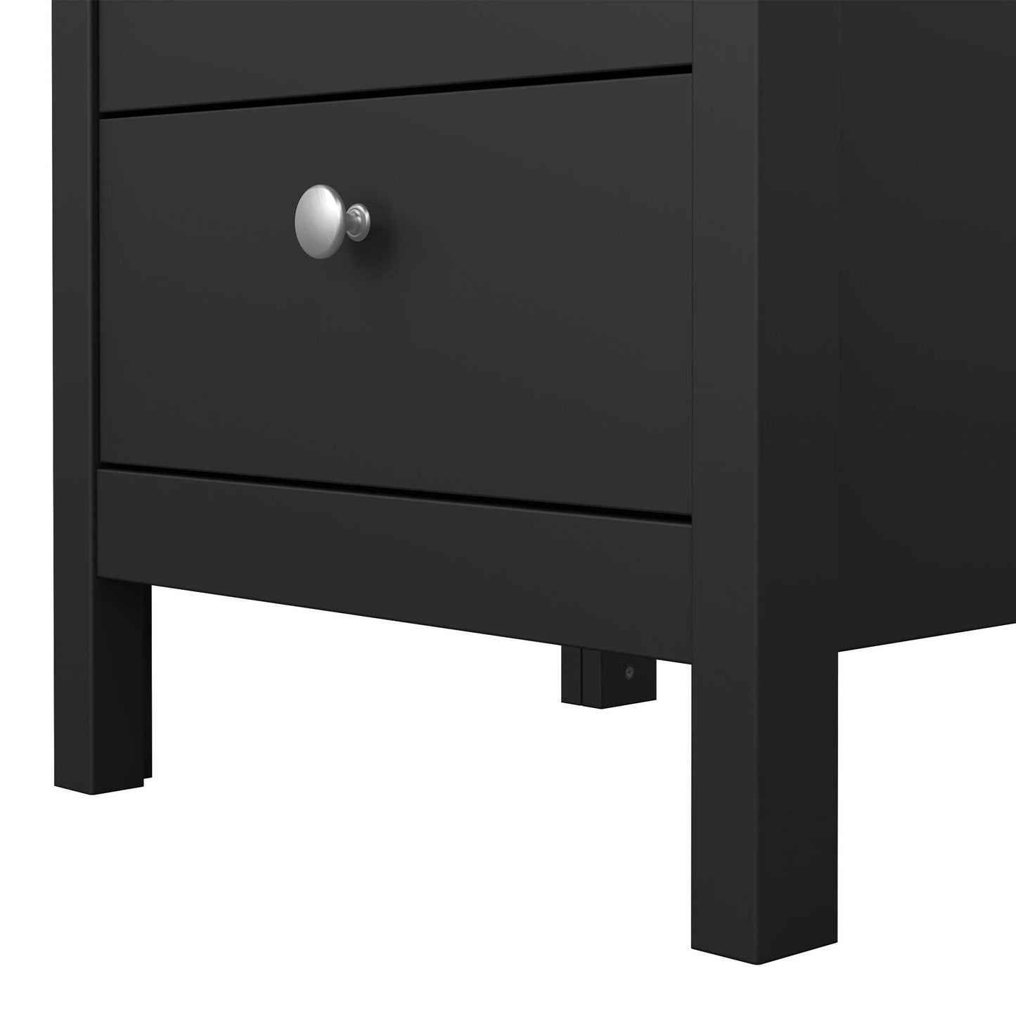 Gossmere Matt Black Bedside Table 3 Drawers