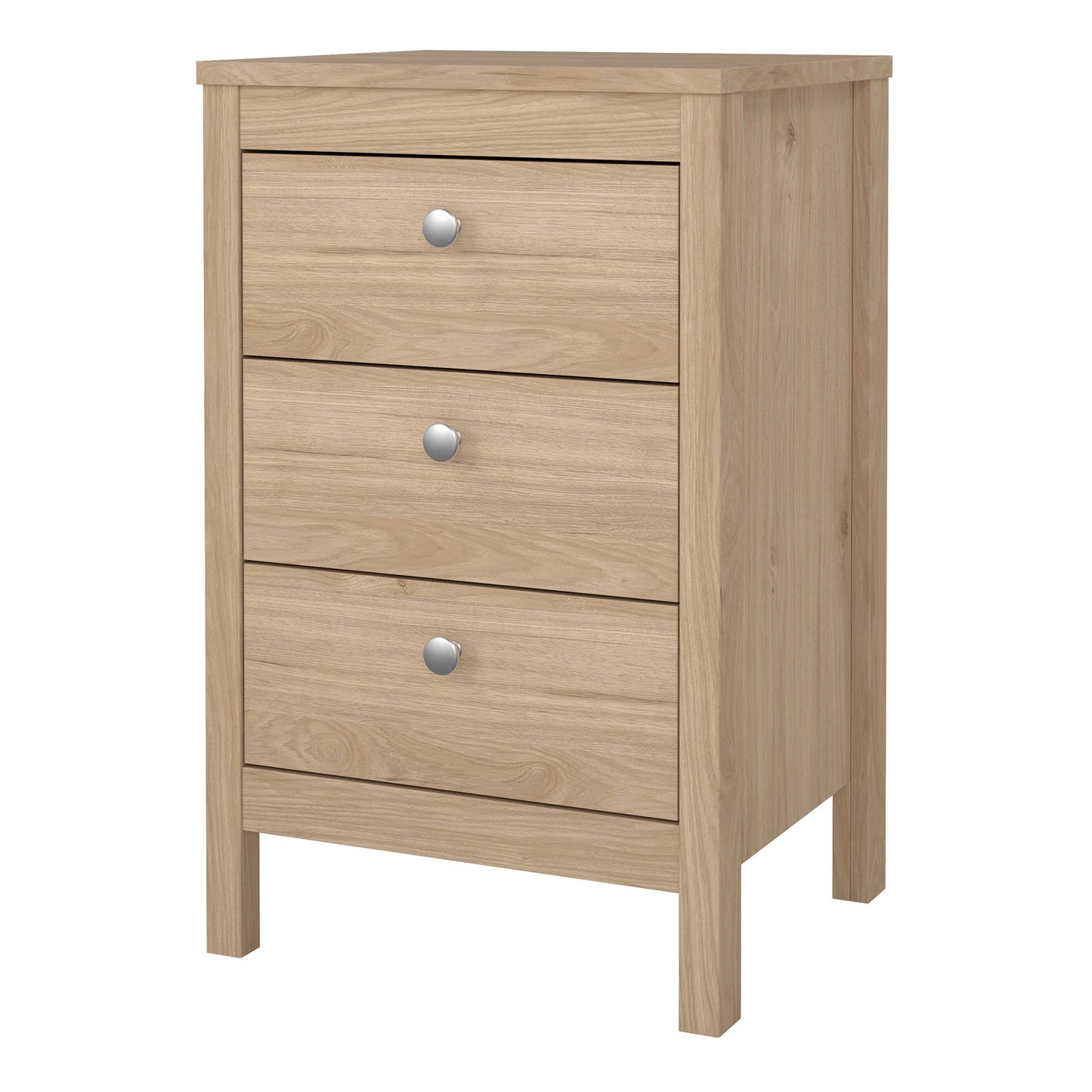 Gossmere Hickory Oak Effect Bedside Table 3 Drawers