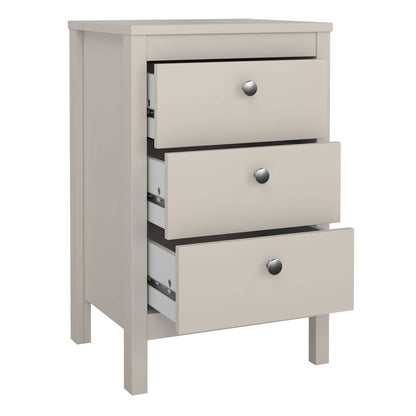 Gossmere Natural Cashmere Bedside Table 3 Drawers