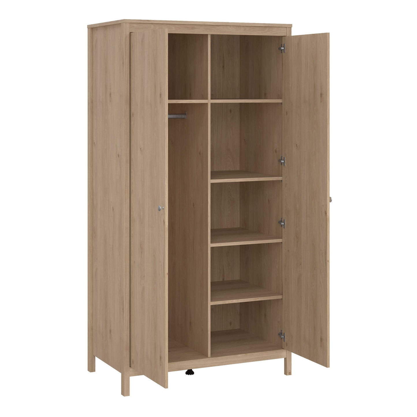 Gossmere Bedroom Set Hickory Oak Effect Bedside Table + Chest of Drawers + Wardrobe