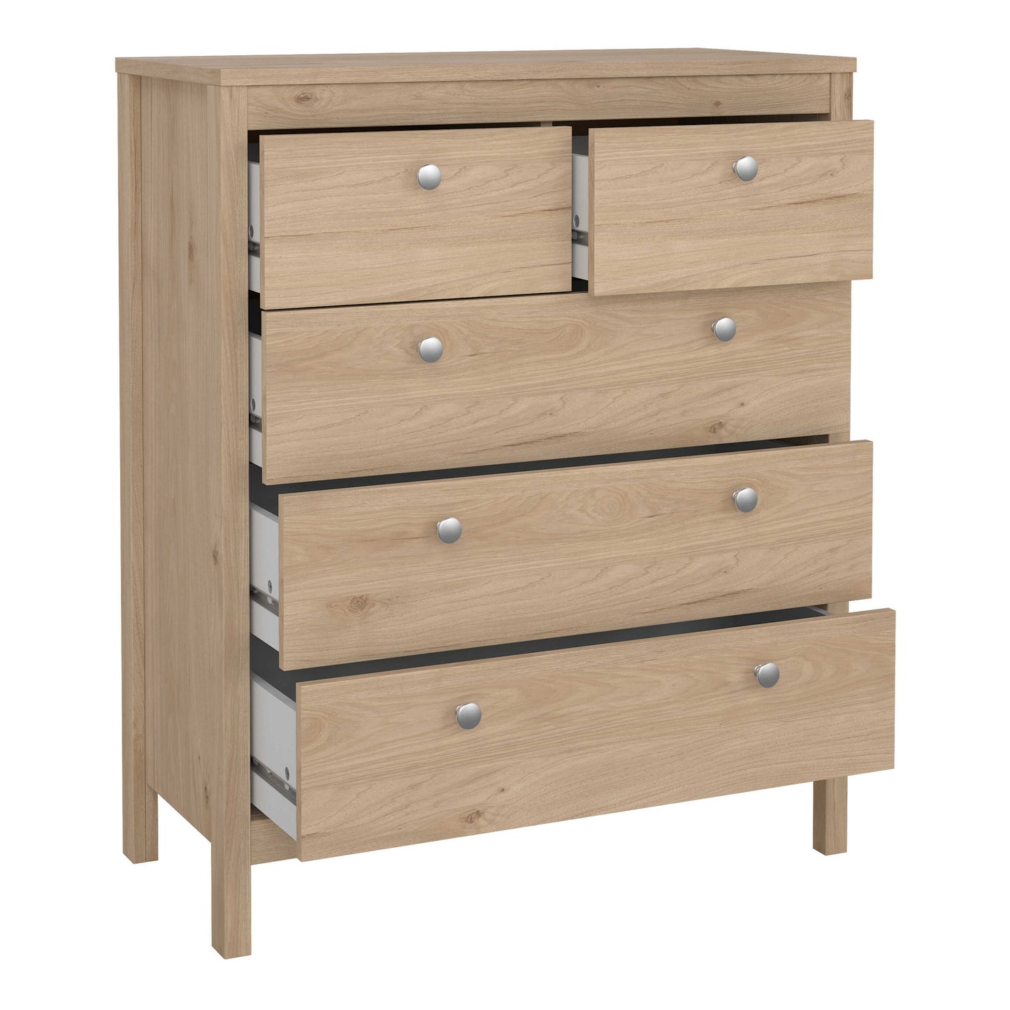 Gossmere Bedroom Set Hickory Oak Effect Bedside Table + Chest of Drawers + Wardrobe