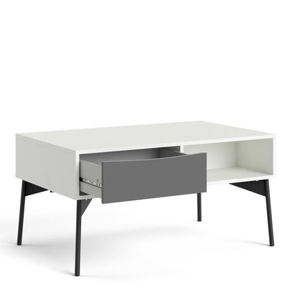 Nordborg Grey and White Wooden Coffee Table with 1 Drawer