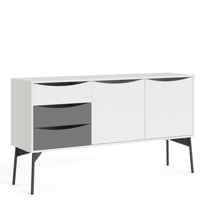 Nordborg Grey and White Wooden Sideboard 2 Doors 3 Drawers