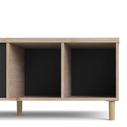 Tao Natural Oak Effect and Matt Black Coffee Table with Sliding Top