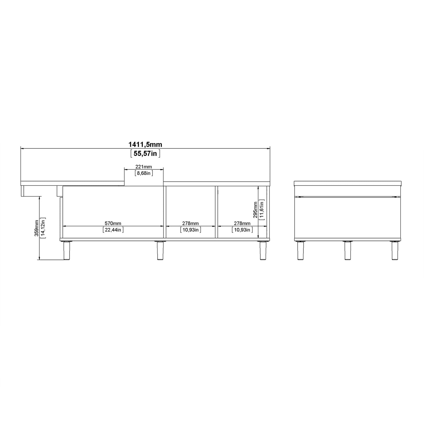 Tao Natural Oak Effect and Matt Black Coffee Table with Sliding Top