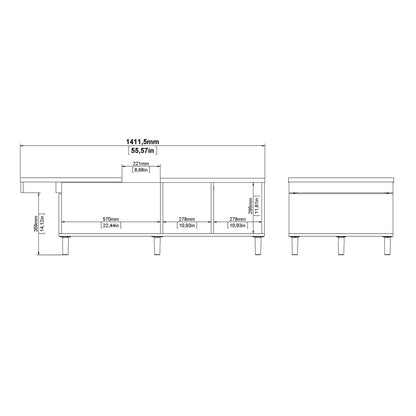 Tao Natural Oak Effect and Matt Black Coffee Table with Sliding Top