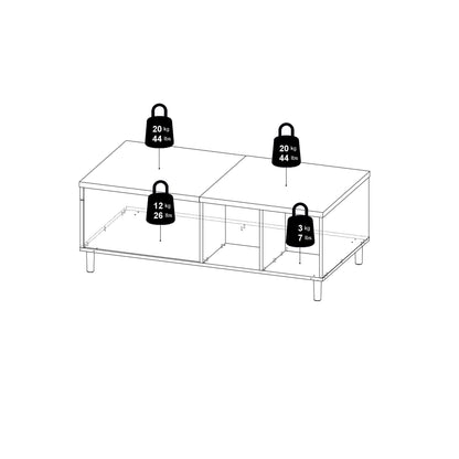 Tao Natural Oak Effect and Matt Black Coffee Table with Sliding Top