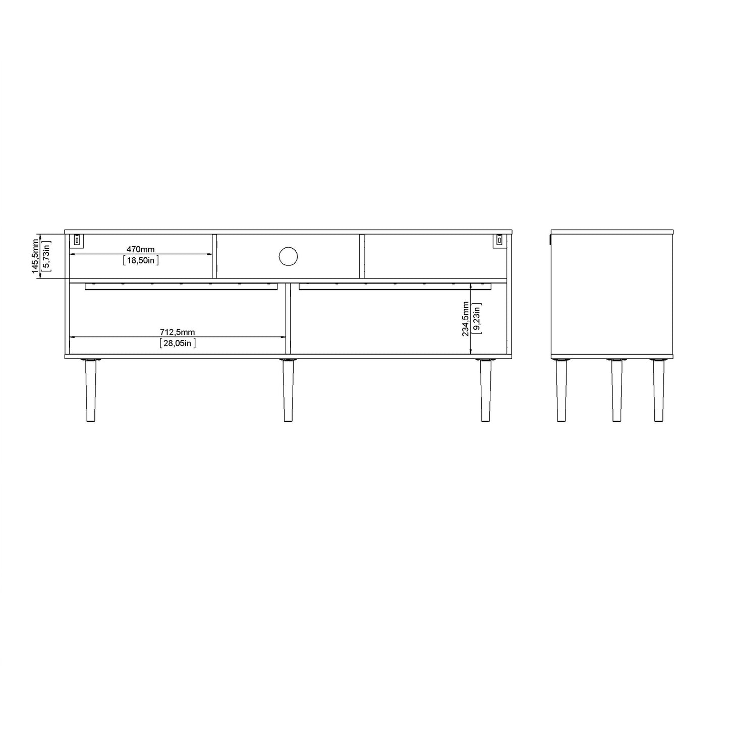 Tao Natural Oak Effect and White TV Unit 2 Sliding Doors
