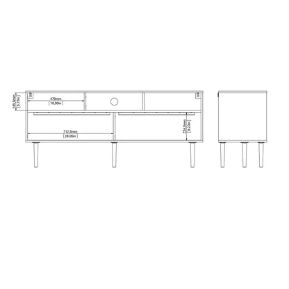 Tao Natural Oak Effect and White TV Unit 2 Sliding Doors