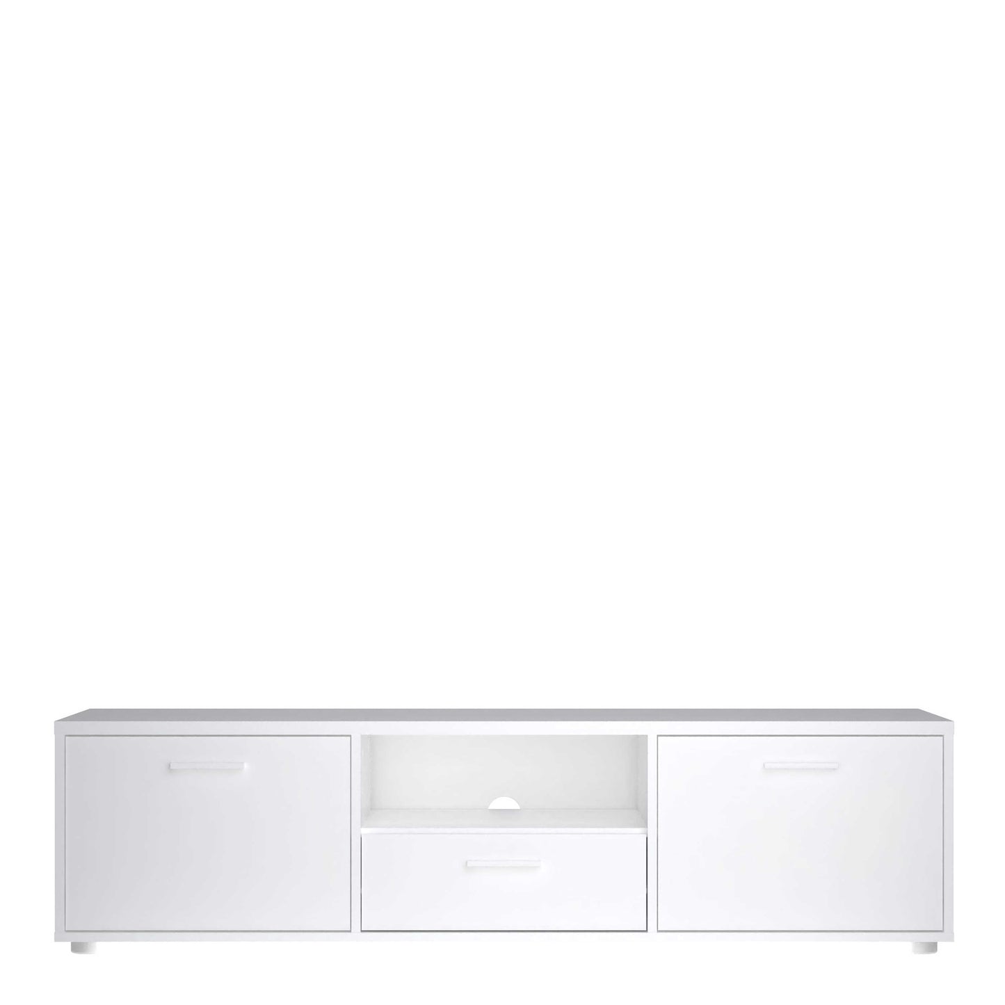 Nagoya White Low Compact Media TV Unit 2 Doors 1 Drawer 1 Shelf