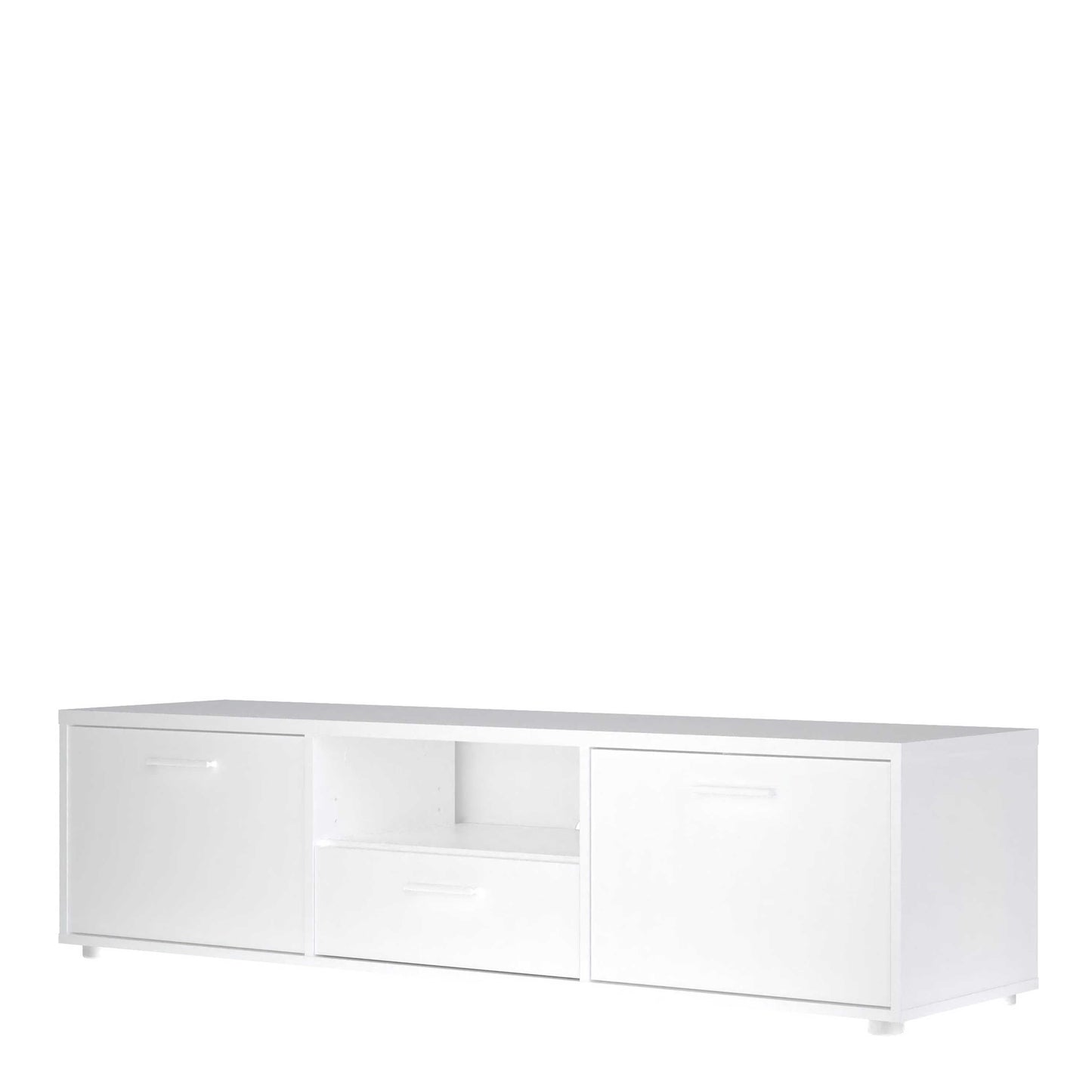 Nagoya White Low Compact Media TV Unit 2 Doors 1 Drawer 1 Shelf
