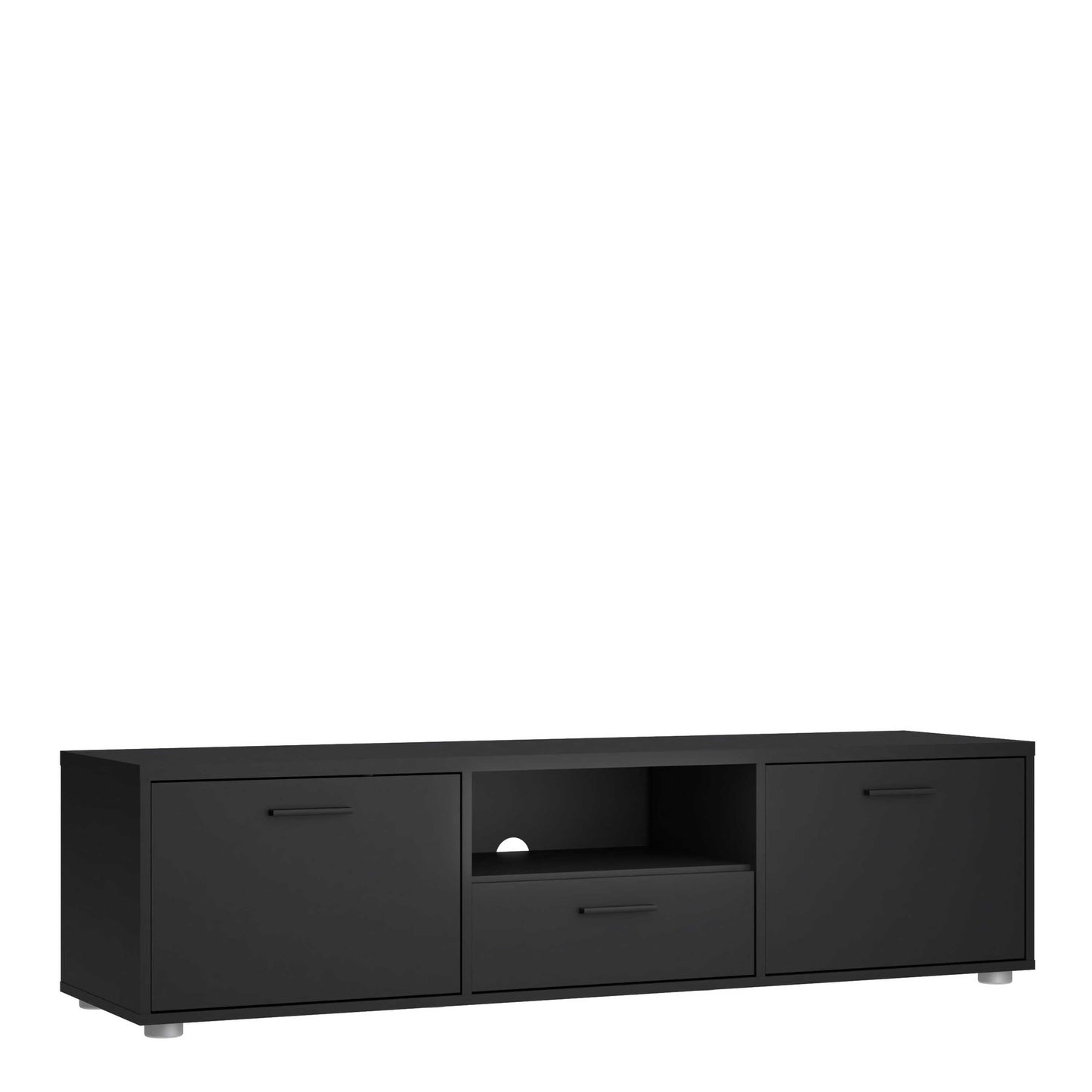 Nagoya Black Low Compact Media TV Unit 2 Doors 1 Drawer 1 Shelf