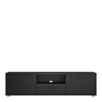 Nagoya Black Low Compact Media TV Unit 2 Doors 1 Drawer 1 Shelf