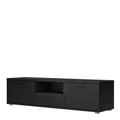 Nagoya Black Low Compact Media TV Unit 2 Doors 1 Drawer 1 Shelf