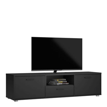 Nagoya Black Low Compact Media TV Unit 2 Doors 1 Drawer 1 Shelf
