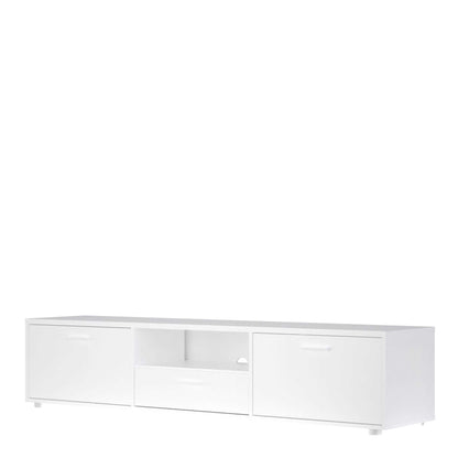 Nagoya White Low Media TV Unit 2 Doors 1 Drawer 1 Shelf