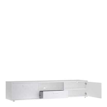 Nagoya White Low Media TV Unit 2 Doors 1 Drawer 1 Shelf