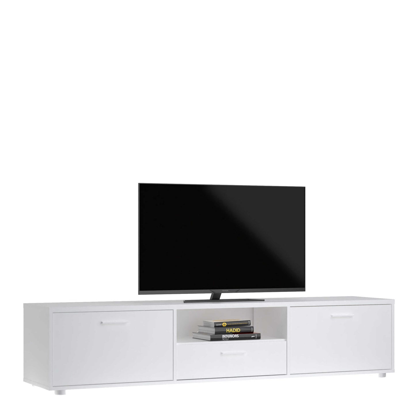 Nagoya White Low Media TV Unit 2 Doors 1 Drawer 1 Shelf