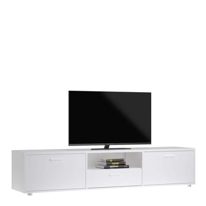 Nagoya White Low Media TV Unit 2 Doors 1 Drawer 1 Shelf