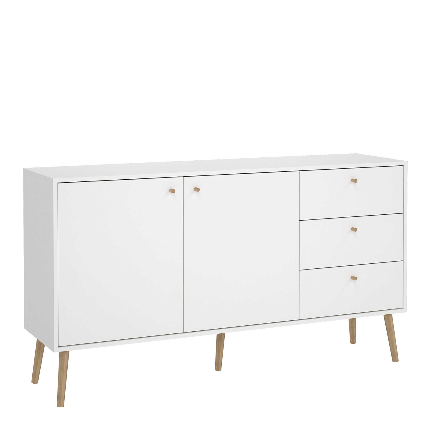 Quietbloom White Wooden Sideboard 2 Doors 3 Drawers