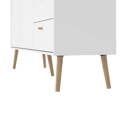 Quietbloom White Wooden Sideboard 2 Doors 3 Drawers
