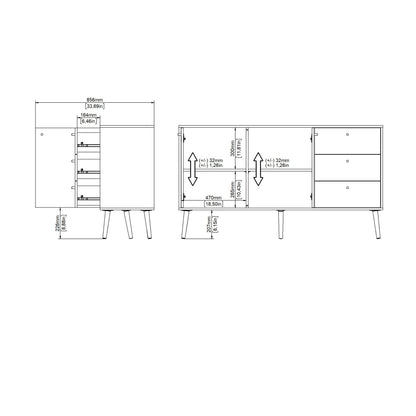 Quietbloom White Wooden Sideboard 2 Doors 3 Drawers