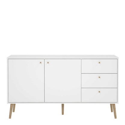 Quietbloom White Wooden Sideboard 2 Doors 3 Drawers