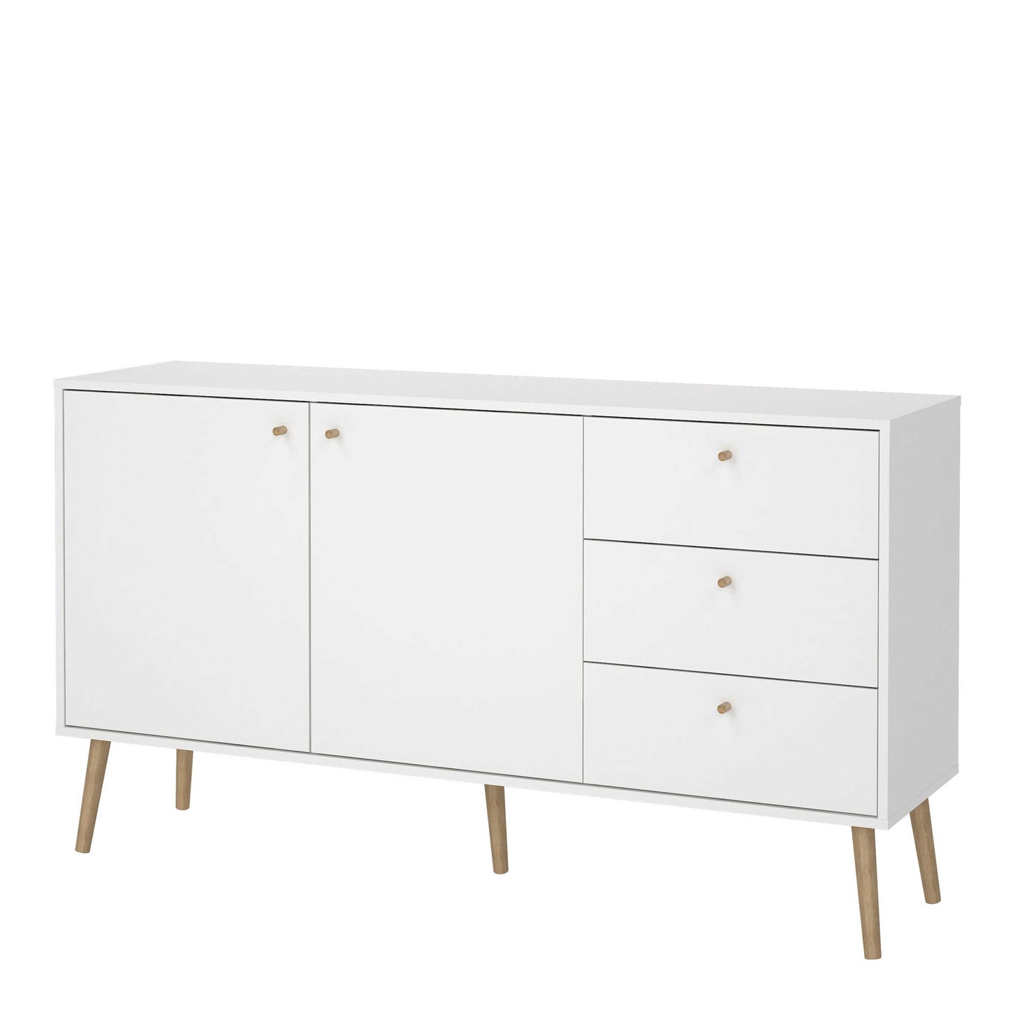 Quietbloom White Wooden Sideboard 2 Doors 3 Drawers