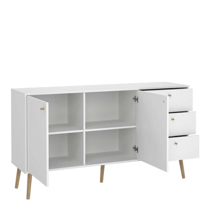 Quietbloom White Wooden Sideboard 2 Doors 3 Drawers