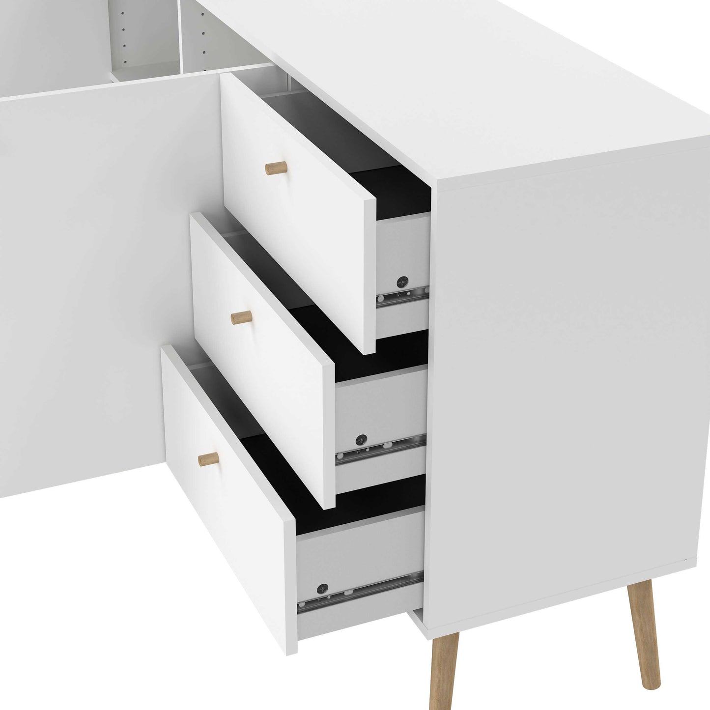 Quietbloom White Wooden Sideboard 2 Doors 3 Drawers
