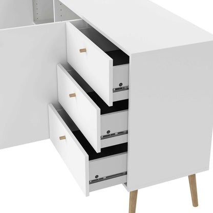 Quietbloom White Wooden Sideboard 2 Doors 3 Drawers