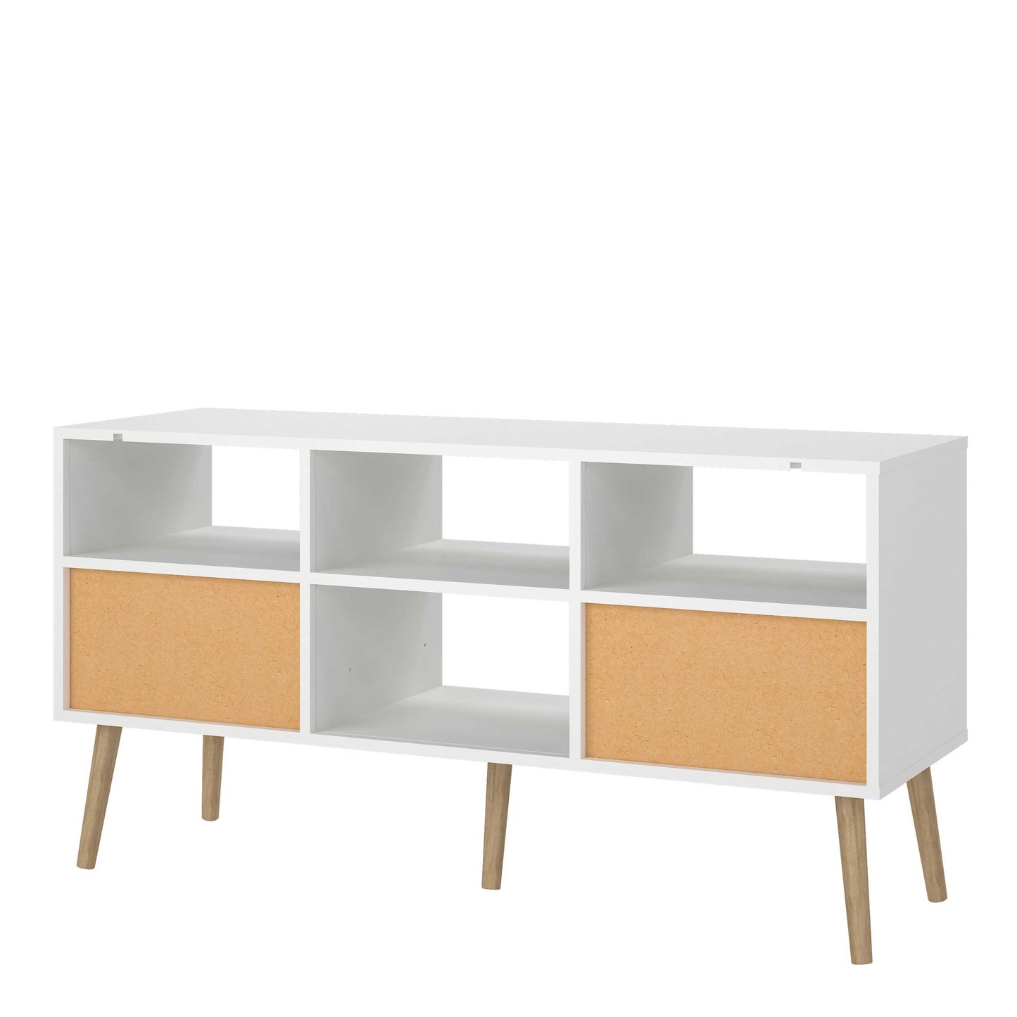 Quietbloom White Wooden TV Unit 2 Drawers Open Shelves