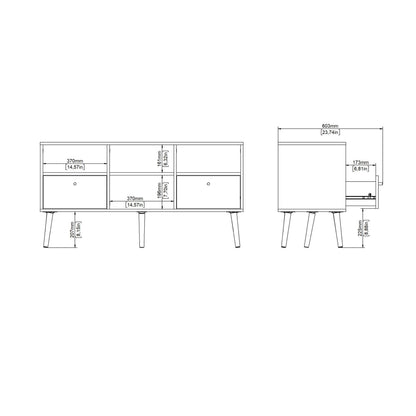 Quietbloom Dark Grey Wooden TV Media Unit 2 Drawers Open Shelves