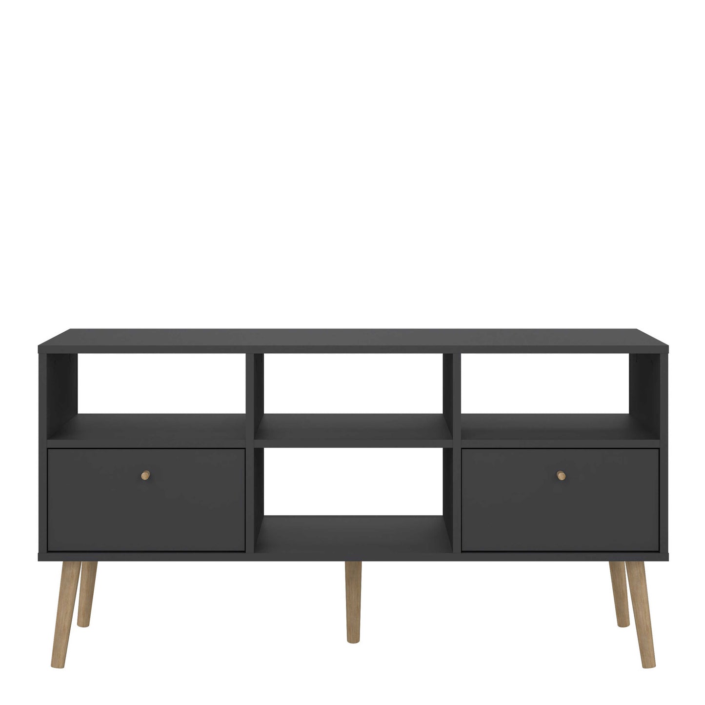 Quietbloom Dark Grey Wooden TV Media Unit 2 Drawers Open Shelves