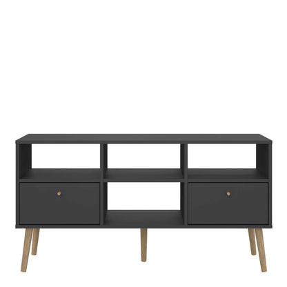 Quietbloom Dark Grey Wooden TV Media Unit 2 Drawers Open Shelves