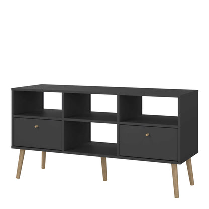 Quietbloom Dark Grey Wooden TV Media Unit 2 Drawers Open Shelves