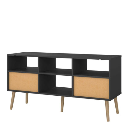 Quietbloom Dark Grey Wooden TV Media Unit 2 Drawers Open Shelves