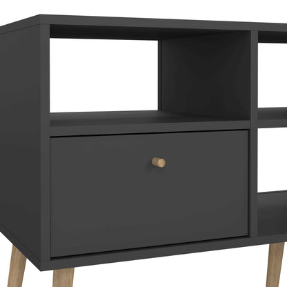Quietbloom Dark Grey Wooden TV Media Unit 2 Drawers Open Shelves