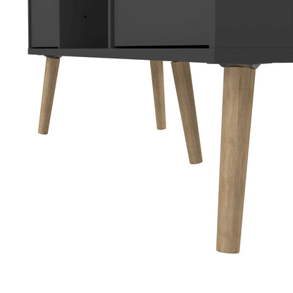 Quietbloom Dark Grey Wooden TV Media Unit 2 Drawers Open Shelves