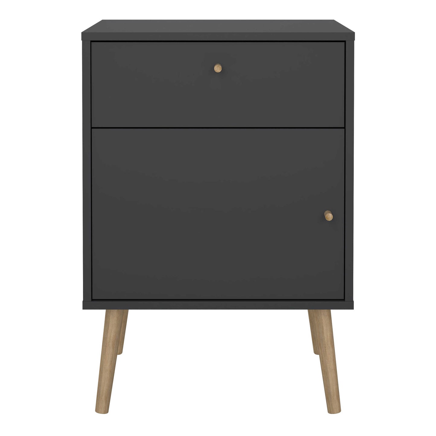 Quietbloom Dark Grey Wooden Bedside Table 1 Door 1 Drawer