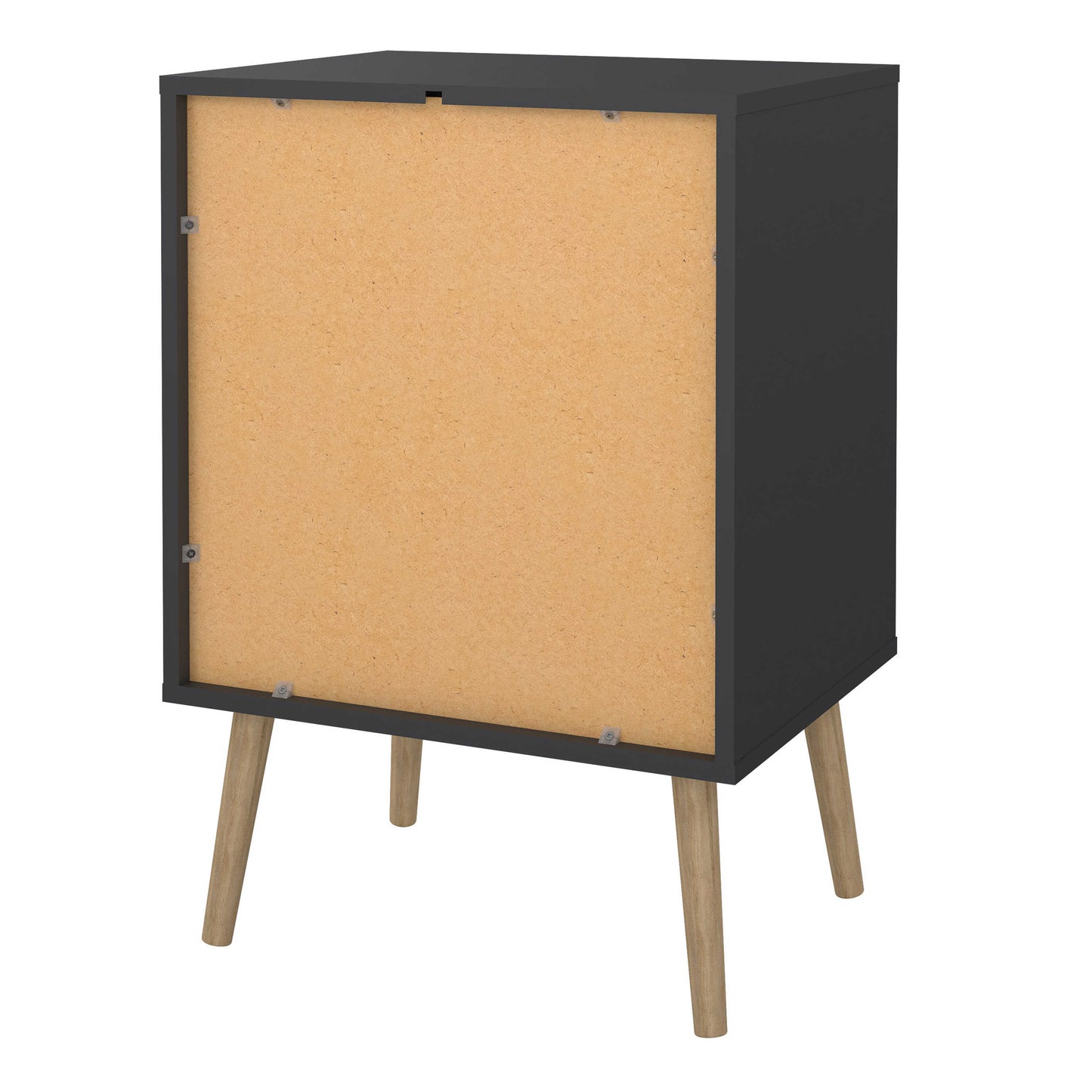 Quietbloom Dark Grey Wooden Bedside Table 1 Door 1 Drawer