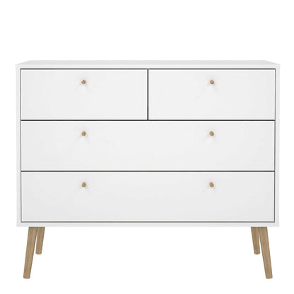 Quietbloom White Wooden Chest 4 Drawers