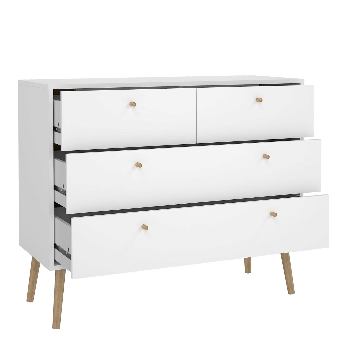 Quietbloom White Wooden Chest 4 Drawers