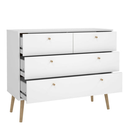Quietbloom White Wooden Chest 4 Drawers