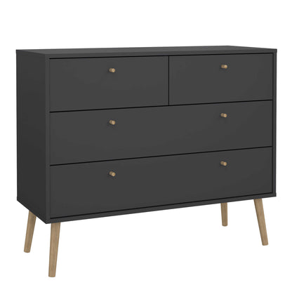 Quietbloom Dark Grey Wooden Chest 4 Drawers