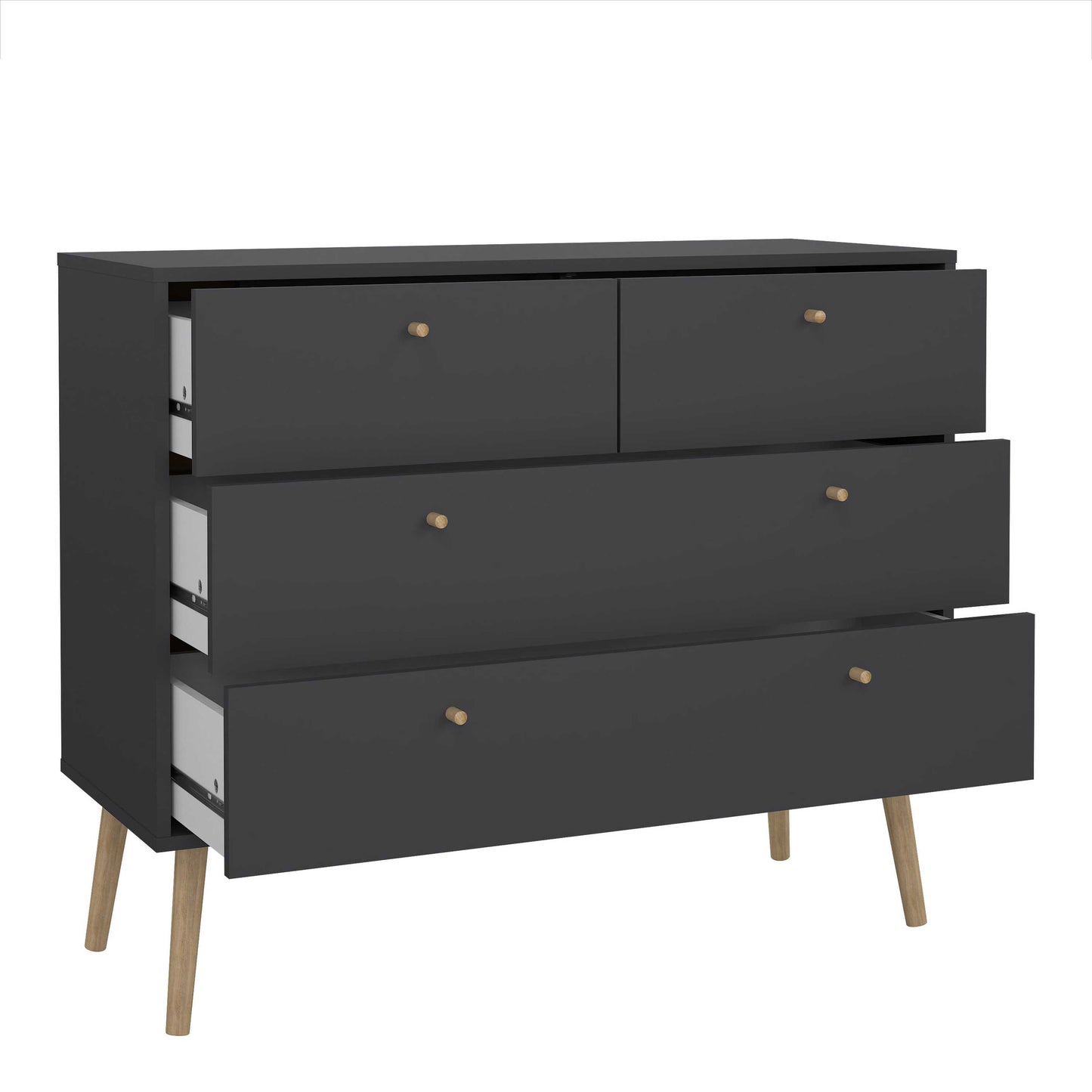 Quietbloom Dark Grey Wooden Chest 4 Drawers