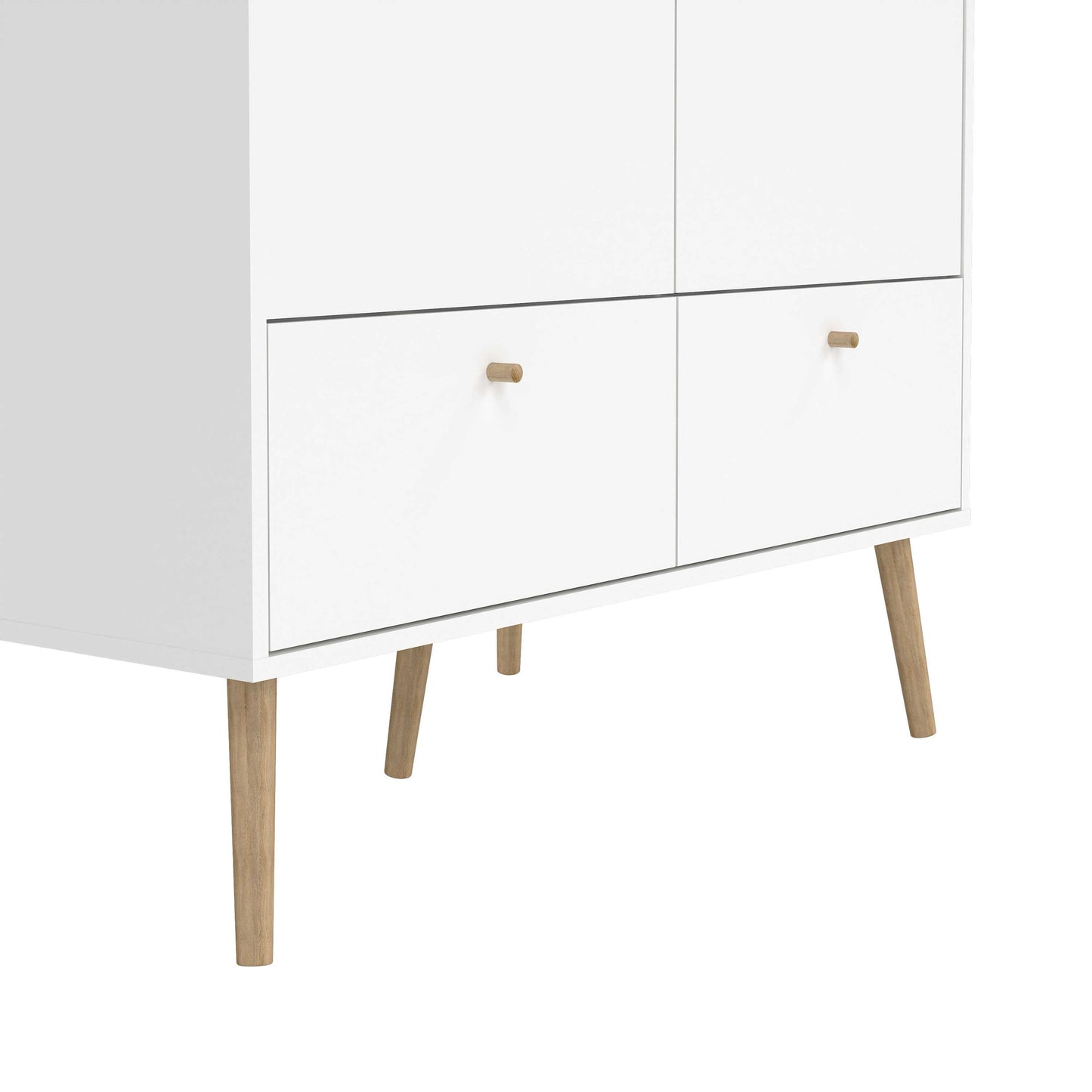 Quietbloom White Wooden Wardrobe 2 Doors 2 Drawers